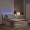 vidaXL Bett mit Stauraum und LED mit Matratze Creme 100 x 200 cm Stoff