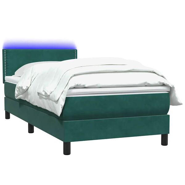 vidaXL Boxspringbett mit Matratze Dunkelgrün 80x210 cm Samt