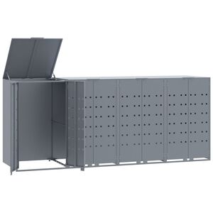 vidaXL M&uuml;lltonnenbox f&uuml;r 4 Tonnen Grau 276x79x117 cm Stahl
