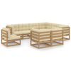 vidaXL 9-tlg Garten-Lounge-Set mit Kissen Honigbraun Massivholz Kiefer