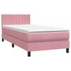 vidaXL Boxspringbett mit Matratze & LED Rosa 90x210 cm Samt