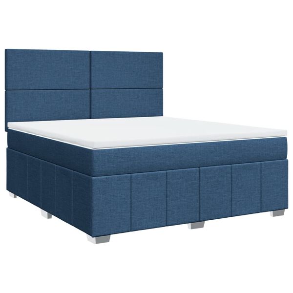 vidaXL Boxspringbett mit Matratze Blau 180x200 cm Stoff