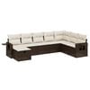 vidaXL 8-tlg. Garten-Sofagarnitur mit Kissen Braun Poly Rattan
