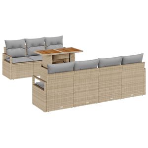 vidaXL Garten-Sofa-Set mit Speicher 8 pcs Beige Poly Rattan