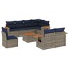 vidaXL 9-tlg. Garten-Sofagarnitur mit Kissen Grau Poly Rattan