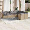 vidaXL 9-tlg. Garten-Sofagarnitur mit Kissen Beige Poly Rattan