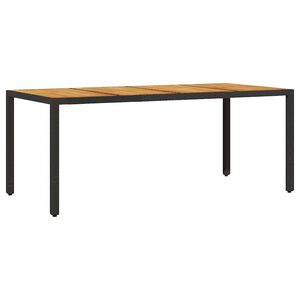 vidaXL Gartentisch mit Akazienholz-Platte Schwarz Poly Rattan