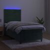 vidaXL Boxspringbett mit Matratze & LED Dunkelgr&uuml;n 90x200 cm Samt