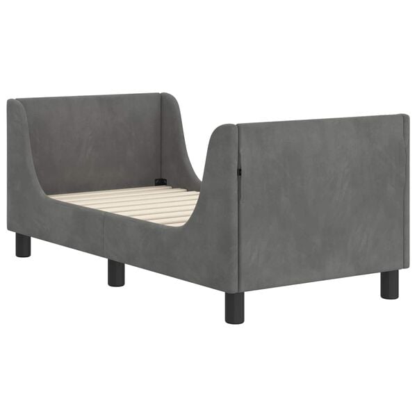vidaXL Kinderbettgestell mit Kopfteil Dunkelgrau 70 x 140 cm Samt