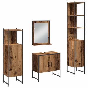 vidaXL Badezimmerm&ouml;bel-Set 4 stk. Braun 33 x 33 x 185,5 cm