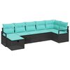 vidaXL Sofa Set mit Kissen 7 pcs Schwarz und T&uuml;rkis Poly-Rattan