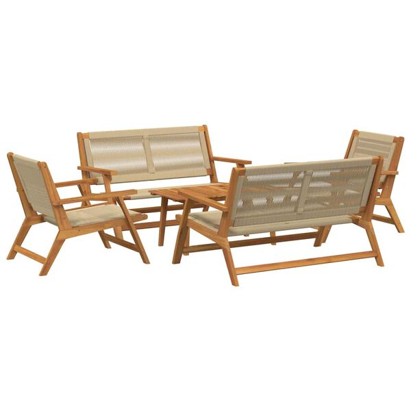 vidaXL Gartenst&uuml;hle mit Tisch 5 pcs Beige Massivholz Akazie