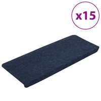 vidaXL Stufenmatten Selbstklebend 15 Stk. 65x24,5x3,5 cm Blau