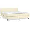 vidaXL Boxspringbett mit Matratze Creme 180x200 cm Kunstleder