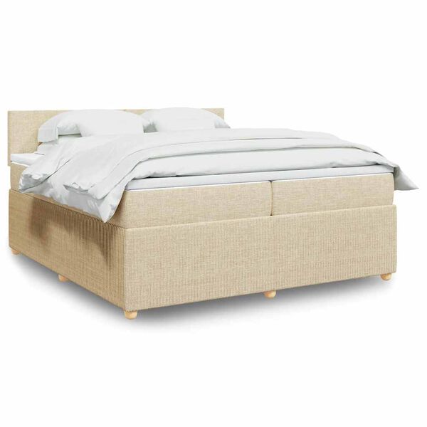vidaXL Boxspringbett mit Matratze Creme 200x200 cm Stoff