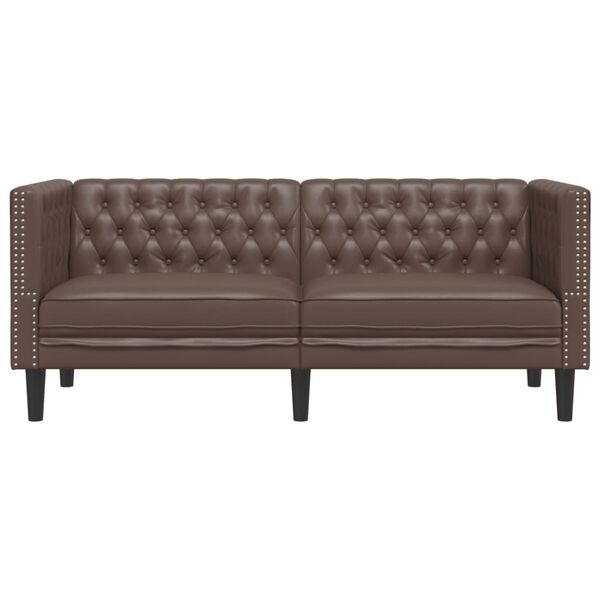 vidaXL Chesterfield-Sofa 2-Sitzer Braun Kunstleder