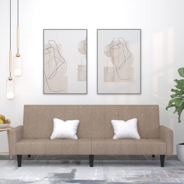 vidaXL Schlafsofa 2-Sitzer Taupe Mikrofasergewebe