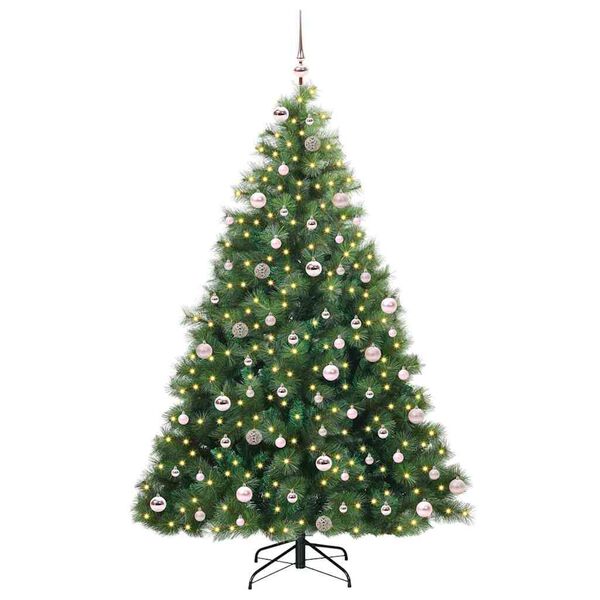 vidaXL K&uuml;nstlicher Weihnachtsbaum mit 300 LEDs Gr&uuml;n 240 cm PE und PVC