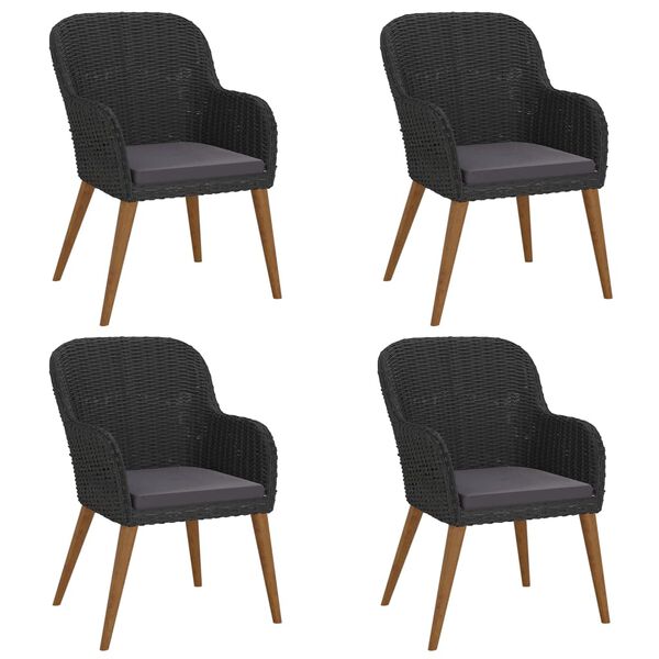 vidaXL 5-tlg. Garten-Essgruppe mit Kissen Schwarz