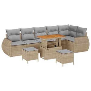 vidaXL Gartensofa-set 9 pcs Beige Poly-Rattan