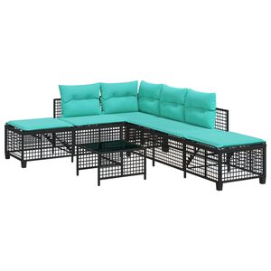 vidaXL 3-teiliges Ecksofa-Set f&uuml;r den Garten mit Kissen Schwarz