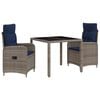 vidaXL Outdoortisch-Set 3 pcs Poly-Rattan
