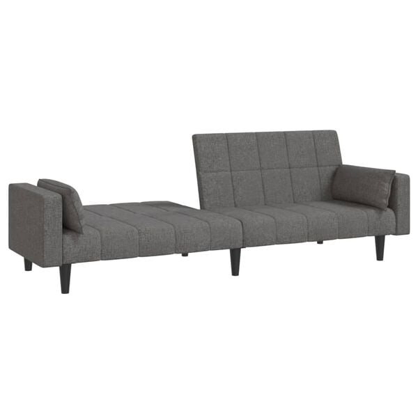 vidaXL Schlafsofa 2-Sitzer mit 2 Kissen Hellgrau Stoff