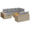 vidaXL 11-tlg. Garten-Sofagarnitur mit Kissen Beige Poly Rattan