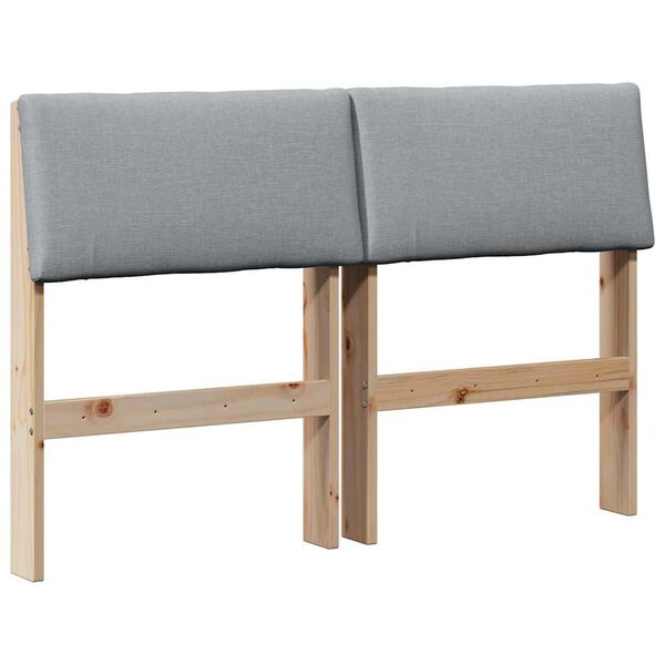 vidaXL Gepolstertes Kopfteil Hellgrau 120 cm Massives Kiefernholz