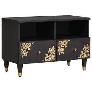 vidaXL TV-Schr&auml;nk mit Regal Schwarz 70 x 33 x 46 cm Massivholz Mango