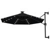 vidaXL Sonnenschirm zur Wandmontage mit LEDs 300 cm Schwarz