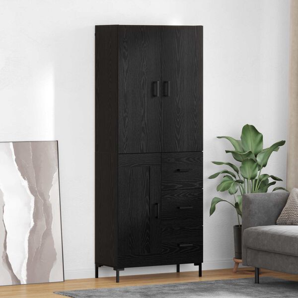 vidaXL Highboard Schwarz Eichen-Optik 69,5 x 34 x 180 cm Holzwerkstoff