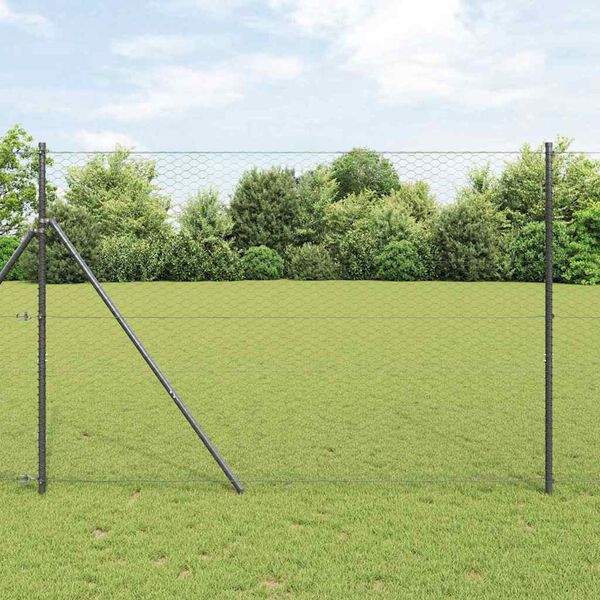vidaXL Zaunpfosten Grau 10 x 1,5 m (36 mm Netz) Stahl und PVC