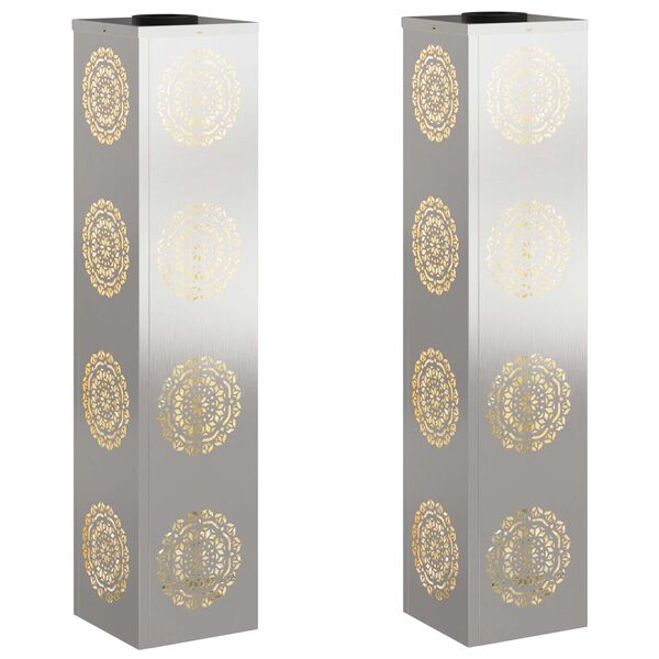 vidaXL Solar LED Weg Licht 2 pcs Silber Edelstahl