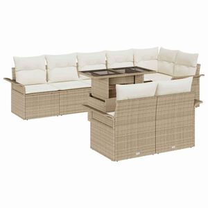 vidaXL Gartensofa-set 9 stk. Beige [Synthetisch]: Poly Rattan