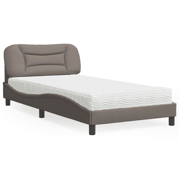 vidaXL Bett mit Matratze "Hvar" Taupe 100x200 cm Stoff