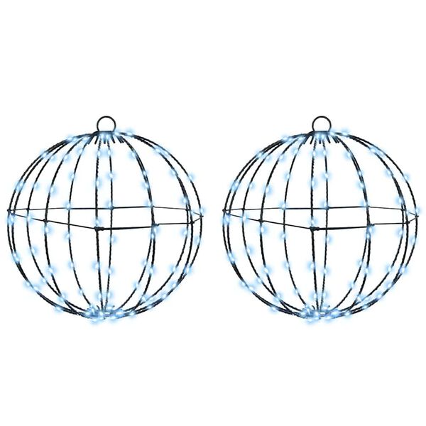 vidaXL Ball mit 192 LEDs 2 pcs Kaltwei&szlig; 31,5 x 31,5 x 32 cm Metall