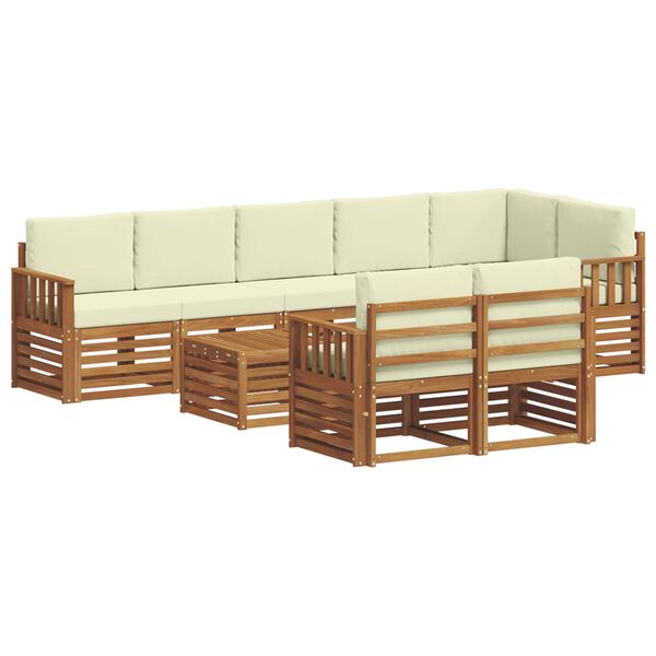 vidaXL Sofagarnituren 9 pcs Natur und Creme Massivholz Akazie