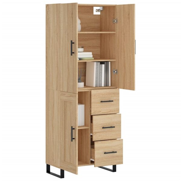 vidaXL Highboard Sonoma-Eiche 69,5x34x180 cm Holzwerkstoff