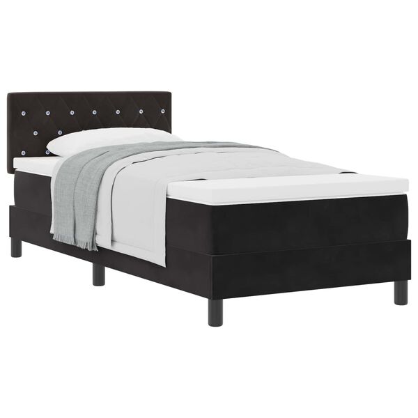 vidaXL Boxspringbett mit Matratze Schwarz 90 x 190 cm Samt