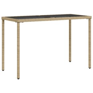 vidaXL Gartentisch mit Glasplatte Beige 115x54x74 cm Poly Rattan