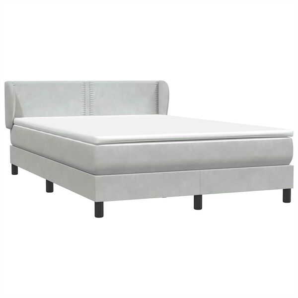 vidaXL Boxspringbett mit Matratze Hellgrau 160x210 cm Samt