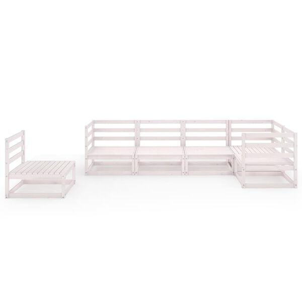 vidaXL 6-tlg. Garten-Lounge-Set Wei&szlig; Massivholz Kiefer