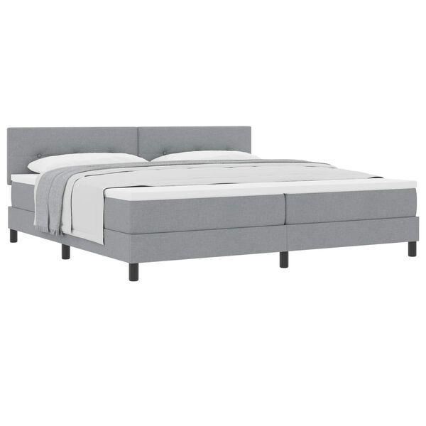 vidaXL Boxspringbett mit Matratze Hellgrau 200 x 200 cm Stoff