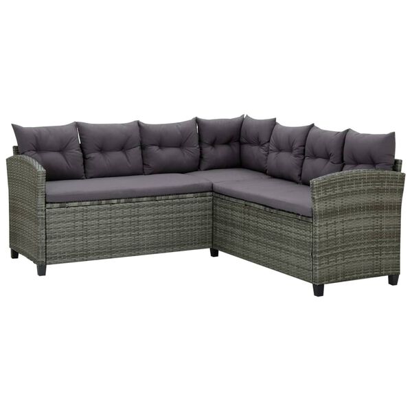 vidaXL 6-tlg. Garten-Lounge-Set mit Auflagen Poly Rattan Grau