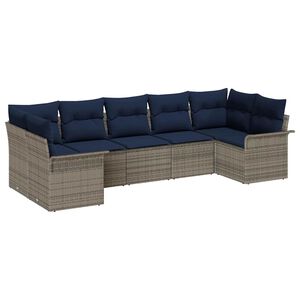 vidaXL Gartensofa-set 7 stk. Grau Poly-Rattan