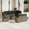 vidaXL 9-tlg. Garten-Sofagarnitur mit Kissen Grau Poly Rattan