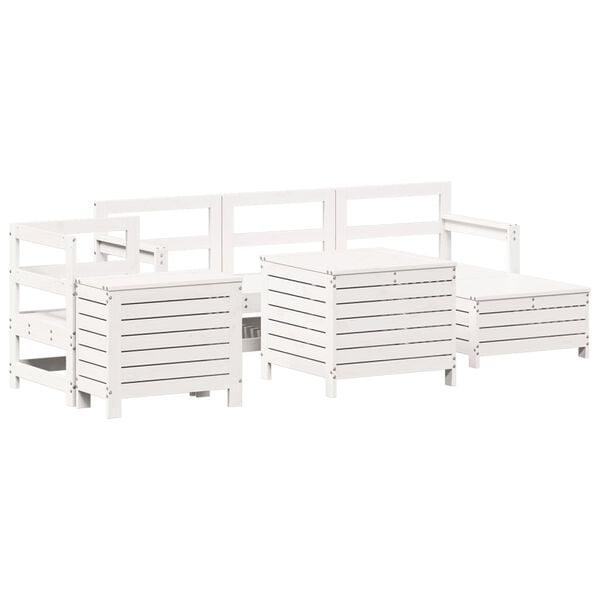 vidaXL 7-tlg. Garten-Sofagarnitur Wei&szlig; Massivholz Kiefer