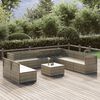vidaXL 10-tlg. Garten-Lounge-Set mit Kissen Grau Poly Rattan