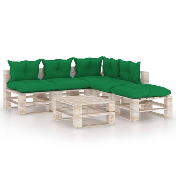 vidaXL 6-tlg. Garten-Lounge-Set aus Paletten mit Kissen Kiefernholz